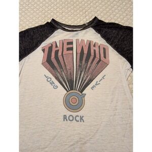 The Who Band Graphic Tee Women XS Grey Long Live Rock Raglan Baseball Shirt Good